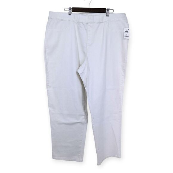 Karen Scott Pull-On Jeans Women's Plus Sz 3X White Stretch Pants Lightweight NWT - Picture 1 of 10